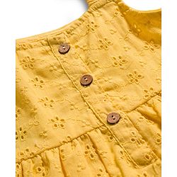 Bonfino Woven Sleeveless A-Line Schiffli Dress - Yellow