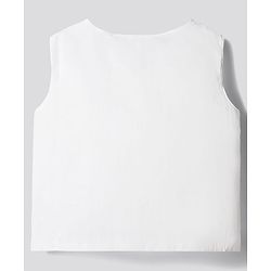 Bonfino 100% Cotton Woven Sleeveless Top & Shorts Set With Rickrack Lace & Fruit Embroidery - White