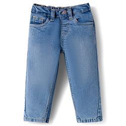 Bonfino Woven Washed Full Length Balloon Fit Jeans With Front Shifted Seam - Light Blue
