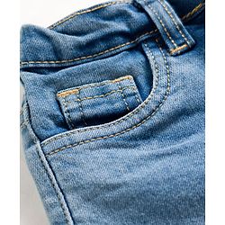 Bonfino Woven Washed Full Length Balloon Fit Jeans With Front Shifted Seam - Light Blue