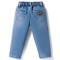 Bonfino Woven Washed Full Length Balloon Fit Jeans With Front Shifted Seam - Light Blue