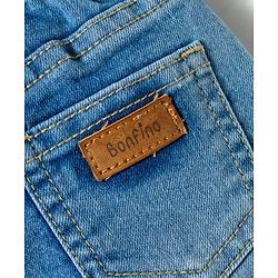 Bonfino Woven Knee Length Washed Denim Skort - Blue