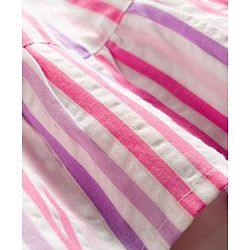 Bonfino Cotton Woven Sleeveless Dress With Stripes & Ruffled Collar - Multicolour