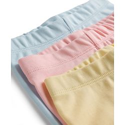 Bonfino Cotton Knit Full Length Solid Colour Leggings Pack Of 3 - Pink Yellow & Light Blue