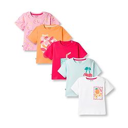 Bonfino 100% Cotton Knit Drop Shoulder Half Sleeves T-Shirts With Fruit Print Pack of 5 - Multicolor