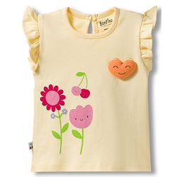 Bonfino 100% Cotton Knit Frill Sleeves Striped T-Shirts with Floral Print Pack of 3 - Multicolor