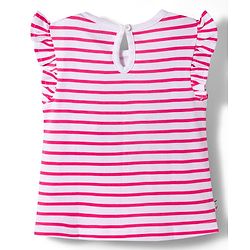 Bonfino 100% Cotton Knit Frill Sleeves Striped T-Shirts with Floral Print Pack of 3 - Multicolor