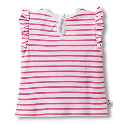 Bonfino 100% Cotton Knit Frill Sleeves Striped T-Shirts with Floral Print Pack of 3 - Multicolor