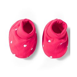 Bonfino 100% Cotton Knit Cap Mittens & Booties With Heart Print Dark Pink - Diameter 10.5 cm