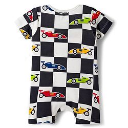 Bonfino 100% Cotton Knit Half Sleeve Car Printed Front Open Rompers Pack Of 2 - White