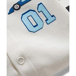 Bonfino 100% Cotton Knit Half Sleeve Car Printed Front Open Rompers Pack Of 2 - White