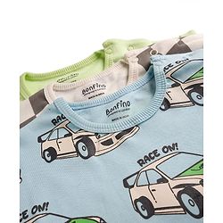 Bonfino 100% Cotton Knit Half Sleeves Racing Printed Rompers Pack Of 3 - Multicolor