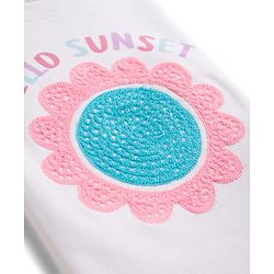 Bonfino 100% Cotton Knit Drop Shoulder Half Sleeves Oversized T-Shirt & Shorts Set With Floral 3D Applique - White