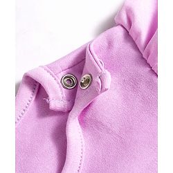 Bonfino 100% Cotton Knit Frill Sleeves T-Shirt & Shorts Set with Sequin Detailing & Kitty Print - Purple