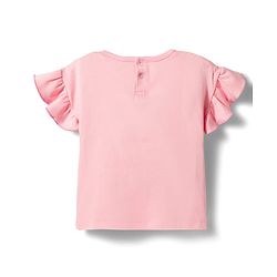 Bonfino 100% Cotton Knit Half Flutter Sleeves T-Shirt & Shorts Set With Floral Embroidery - Light Pink