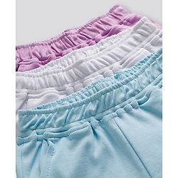 Bonfino 100% Cotton Knit Solid Shorts Pack of 3 - Purple Light Blue & White