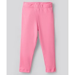 Bonfino 100% Cotton Knit Solid Color Leggings Pack of 3 - White & Pink