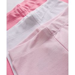 Bonfino 100% Cotton Knit Solid Color Leggings Pack of 3 - White & Pink