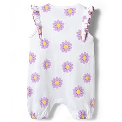Bonfino 100% Cotton Knit Flutter Sleeves Polka Dots & Floral Printed Rompers Pack of 4 - Pink, White & Peach