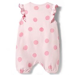 Bonfino 100% Cotton Knit Flutter Sleeves Polka Dots & Floral Printed Rompers Pack of 4 - Pink, White & Peach