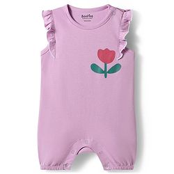 Bonfino 100% Cotton Knit Flutter Sleeves Polka Dots & Floral Printed Rompers Pack of 4 - Pink, White & Peach