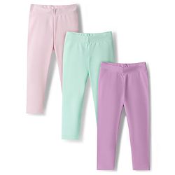 Bonfino 100% Cotton Knit Full Length Solid Color Leggings Pack of 3 - Multicolor