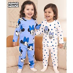 Bonfino Disney Single Jersey Knit Full Sleeves T-Shirts & Pyjamas Co-ord Night Suits With Minnie & Friends Graphics Pack of 2 - Multicolor