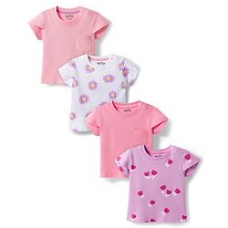 Bonfino 100% Cotton Knit Half Sleeves T-Shirt With Floral Print Pack Of 4 - Multicolour