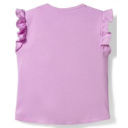 Bonfino 100% Cotton Knit Flutter Sleeves T-Shirts with 3D Applique & Shorts Pack of 2 - Pink & Purple