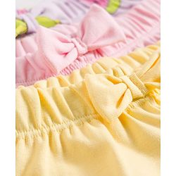 Bonfino 100% Cotton Knit Shorts with Ice Cream Print & Bow Applique Pack of 3 - Purple Pink & Yellow