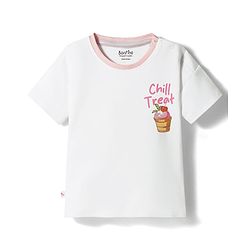 Bonfino 100% Cotton Knit Half Sleeves Oversized Text Printed T-Shirt & Shorts Set -Pink & White
