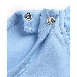 Bonfino 100% Cotton Knit Sleeveless T-Shirt & Shorts Set with Whale Print & 3D Applique - Blue
