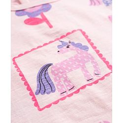 Bonfino 100% Cotton Knit Half Frill Sleeves Co-ords T-Shirt & Shorts Set with Unicorn Print - Peach
