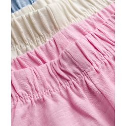 Bonfino 100% Cotton Knit Solid Colour Shorts Pack Of 3 - Blue Pink & White