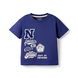 Bonfino 100% Cotton Knit Drop Shoulder Half Sleeves Oversized T-Shirt & Cargo Shorts Set with Text Print - Multicolor