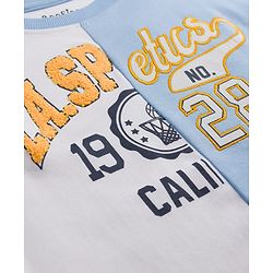 Bonfino 100% Cotton Drop Shoulder Oversized Color Block Front Printed Half Sleeve T-Shirt & Cargo Shorts Set - Blue & White