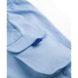 Bonfino 100% Cotton Drop Shoulder Oversized Color Block Front Printed Half Sleeve T-Shirt & Cargo Shorts Set - Blue & White