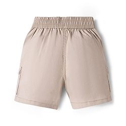 Bonfino Cotton Elastane Woven Knee Length Solid Color Shorts with Side Pockets - Beige