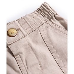 Bonfino Cotton Elastane Woven Knee Length Solid Color Shorts with Side Pockets - Beige