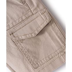 Bonfino Cotton Elastane Woven Knee Length Solid Color Shorts with Side Pockets - Beige