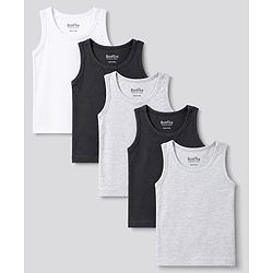 Bonfino Cotton Elastane Knit Sleeveless Solid Vests Pack of 5 - Multicolor