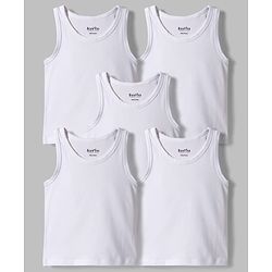 Bonfino Cotton Elastane Knit Sleeveless Solid Vests Pack of 5 - White