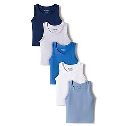 Bonfino Cotton Elastane Knit Sleeveless Solid Vests Pack of 5 - Multicolor