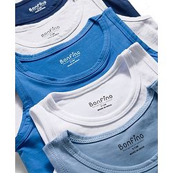 Bonfino Cotton Elastane Knit Sleeveless Solid Vests Pack of 5 - Multicolor