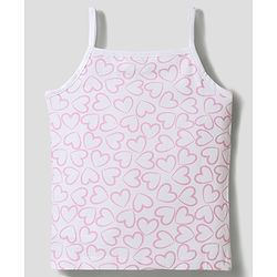 Bonfino Cotton Knit Sleeveless Striped Hearts & Polka Dots Printed Slips Pack Of 5 - Multicolour