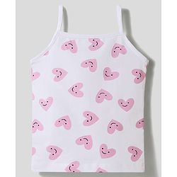 Bonfino Cotton Knit Sleeveless Striped Hearts & Polka Dots Printed Slips Pack Of 5 - Multicolour