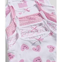 Bonfino Cotton Knit Sleeveless Striped Hearts & Polka Dots Printed Slips Pack Of 5 - Multicolour