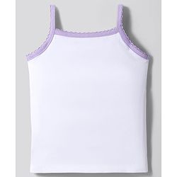Bonfino Cotton Elastane Knit Sleeveless Solid Colour Slips with Contrast Lace Detailing Pack of 5 - White