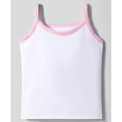 Bonfino Cotton Elastane Knit Sleeveless Solid Colour Slips with Contrast Lace Detailing Pack of 5 - White