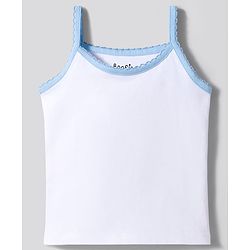 Bonfino Cotton Elastane Knit Sleeveless Solid Colour Slips with Contrast Lace Detailing Pack of 5 - White